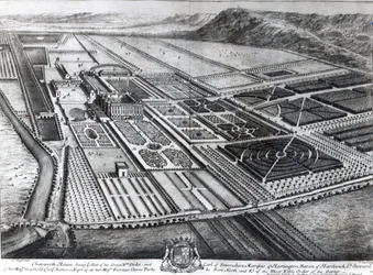 Chatsworth House, grabado por Johannes Kip