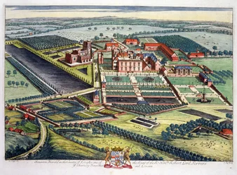 Staunton Harold en el condado de Leicester grabado por Johannes Kip
