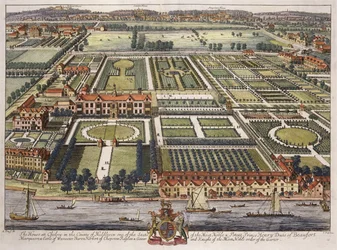 La Casa en Chelsea en el condado de Middlesex grabada por Johannes Kip