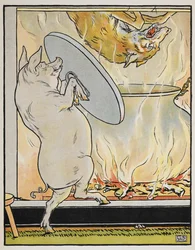 Ilustración para el cuento "Los tres cerditos"