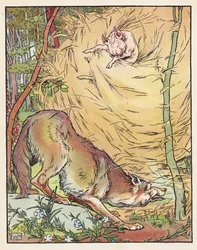 Los tres cerditos (litografía en color)