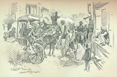 Escena de una calle en Delhi, c1903