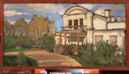 Una casa blanca - Pintura de Leonard Viktorovich Turzhansky (Turzhanski) (1875-1945), óleo sobre lienzo