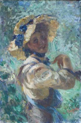 Dama en el jardín (óleo sobre lienzo)