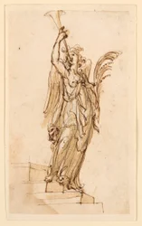 Diseño para Escultura: Ángel Tocando Trompeta