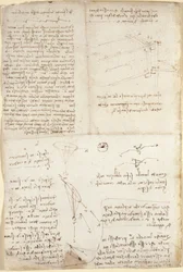 Arundel 263, f.129v, Notas, diagramas y bocetos del 