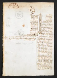 Arundel 263, f.211r Notas, bocetos y diagramas, de 