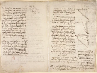 Arundel 263, f.216v, f.217 Notas y bocetos del 