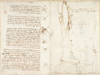 Arundel 263, f.276v, f.273r, Apuntes y bocetos sobre el viento, titulado 