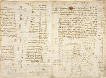 Arundel 263, f.280v, f.279 Notas, diagramas y cálculos matemáticos, titulados 