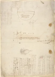 Arundel 263, f.33v Notas y diagramas sobre mecánica, de 