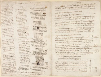Arundel 263, f.42v, f.43 Textos breves de las profecías de Leonardo (