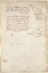 Arundel 263, f.93v Notas y croquis esquemático sobre óptica; nota 