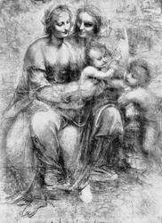 Caricatura de Santa Ana con la Virgen y el Niño y San Juan, siglo XV 1930