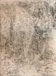 Dibujo a Carboncillo, representando un Diluvio, de la Biblioteca Real, Castillo de Windsor