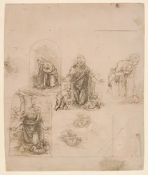 Bocetos Composicionales para la Virgen Adorando al Niño Jesús, 1480-85