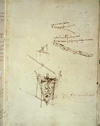 Diseño de una máquina voladora (bolígrafo sobre papel)