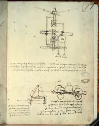 Diseño de una máquina voladora (bolígrafo sobre papel)