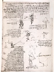 Extracto de un manuscrito de Da Vinci: Manuscrito original que describe el principio y la construcción de un "Paracaídas" (manuscrito)