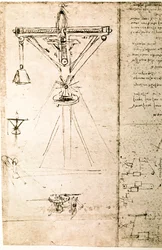 Extracto de un manuscrito de Da Vinci que describe el principio y la construcción de una "Grúa" (manuscrito)