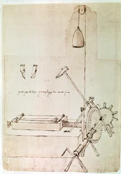 Extracto de un manuscrito de Da Vinci que describe el principio y la construcción de una "Máquina para sangrar limas" (manuscrito)