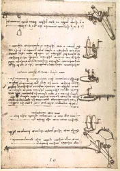 Extracto de un manuscrito de Da Vinci que describe el principio y la construcción de una "Máquina para fabricar espejos huecos" (manuscrito)
