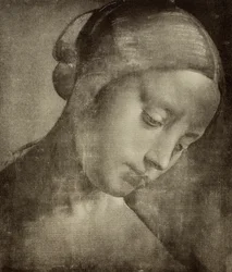 Cabeza femenina, dibujo de Leonardo da Vinci. Gabinetto dei Disegni e delle Stampe, Galería de los Uffizi, Florencia