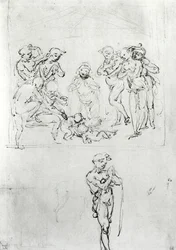 Estudios figurativos para la Adoración de los Magos, c.1481