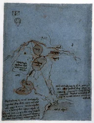 Estudio sobre la explotación de la fuerza del agua en máquinas hidráulicas (noria) por Leonardo da Vinci