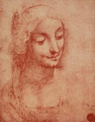 Rostro de mujer, dibujo de Leonardo da Vinci. Gallerie dell