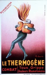 Publicidad para guata termogénica que cura resfriados, dolor intercostal, reumatismo, tos, neuralgia y lumbago. Francés Bouvard. principios del siglo XX