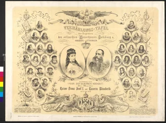 Emperador de Austria y Elisabeth Placa de boda del regente de la noble familia imperial Habsburgo  Habsburgo Lorena