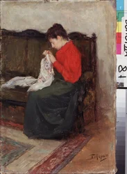 En el trabajo. Pintura de Leonid Osipovich Pasternak (1862-1945), óleo sobre lienzo. Arte ruso de los siglos XIX y XX, arte moderno. Galería de Arte Regional, Vologda (Rusia).