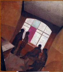 "Siluetas en una habitación" Pintura de Leonid Terentievich Chupyatov (Chupiatov) (1890-1941) 1920 aprox.