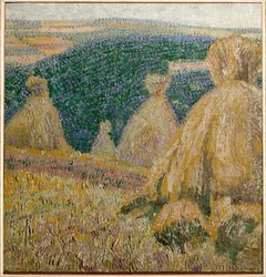 Paisaje con gavillas (óleo sobre lienzo)