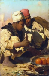 Árabes sentados en un mercado de El Cairo, c. 1854-1892