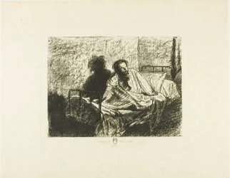 Retrato de Charles Meryon Sentado en la Cama