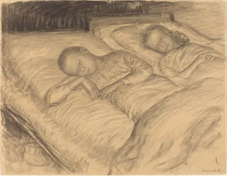 Los hijos del artista Wolf y Anna dormidos