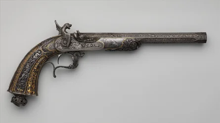 Pistola de exhibición de percusión, francesa, París, 1849