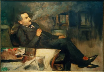 Lesser Ury fumando en el estudio (Autorretrato)