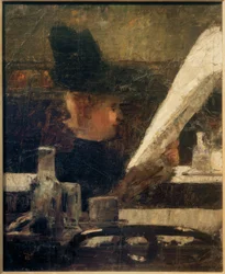Lectora de periódicos en el café (Dama en el café)
