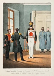 Oficiales principales y soldados del regimiento de la Guardia de Izmaylovsky