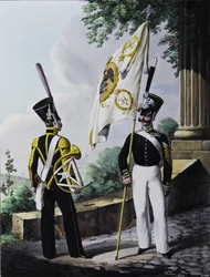 Porte-epee-Praporshchik y Corneta del Batallón de la Guarnición de la Guardia, 1829
