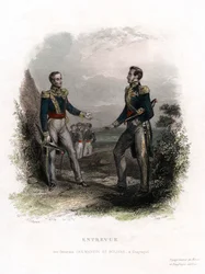 Encuentro entre los generales San Martín y Bolívar, Guayaquil, Ecuador, 1822, siglo XIX