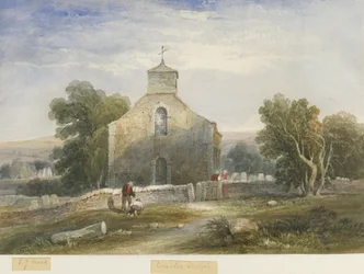 Iglesia de Onecote: pintura en acuarela, nd [c1830-1840]
