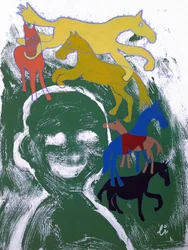 Caras sonrientes y caballos