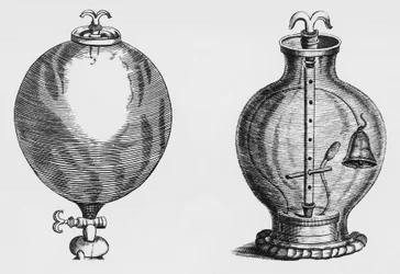 Bomba de aire, experimento de Robert Boyle (1627-1691), grabado