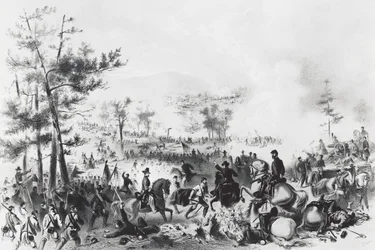 Batalla de Gettysburg, victoria de las fuerzas de la Unión lideradas por George Gordon Meade y derrota del General Robert Edward Lee, 1-3 de julio