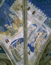 (detalle) de la bóveda en la capilla de San Marcial, Palacio Papal en Aviñón, con frescos