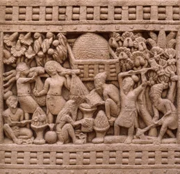 Detalle del lado este del Stupa I en Sanchi (Lista del Patrimonio Mundial de la UNESCO)